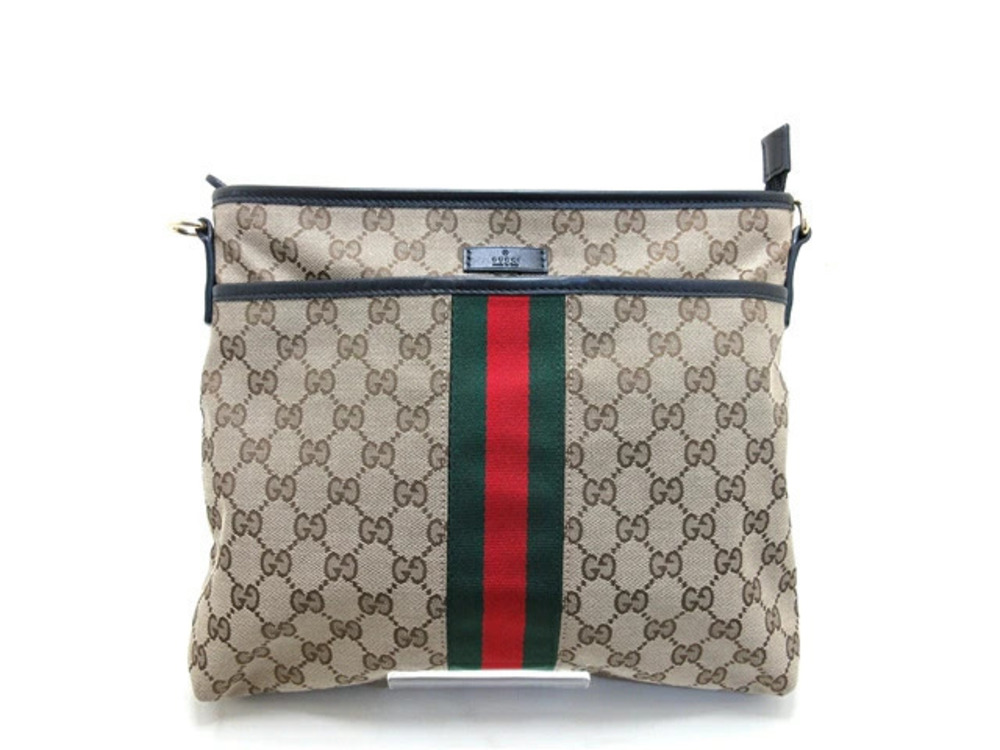 Gucci Hobo Bag Canvas Calfskin Beige Cream Black
